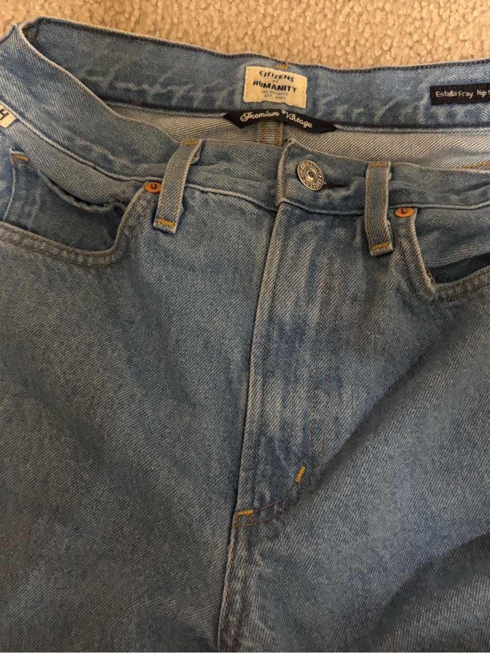 CITIZENS OF HUMANITY ESTELLA DAY TRIP FRAY HIGH-RISE ANKLE FLARE JEANS size 23 - Picture 3 of 12